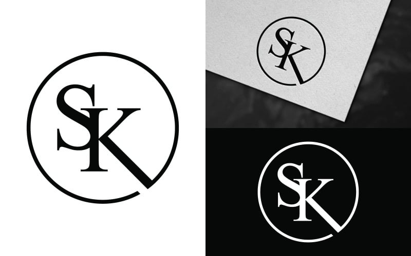Элегантный дизайн шаблона логотипа SK Letter