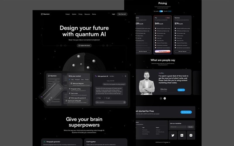 KI-Landingpage-Design für das Schreiben von Inhalten