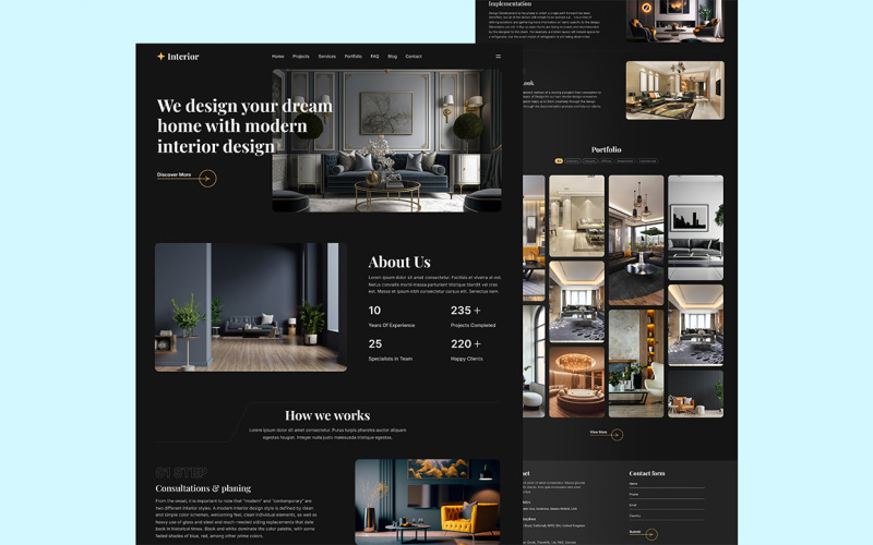 Ontwerp van interieurlandingspagina's in Figma