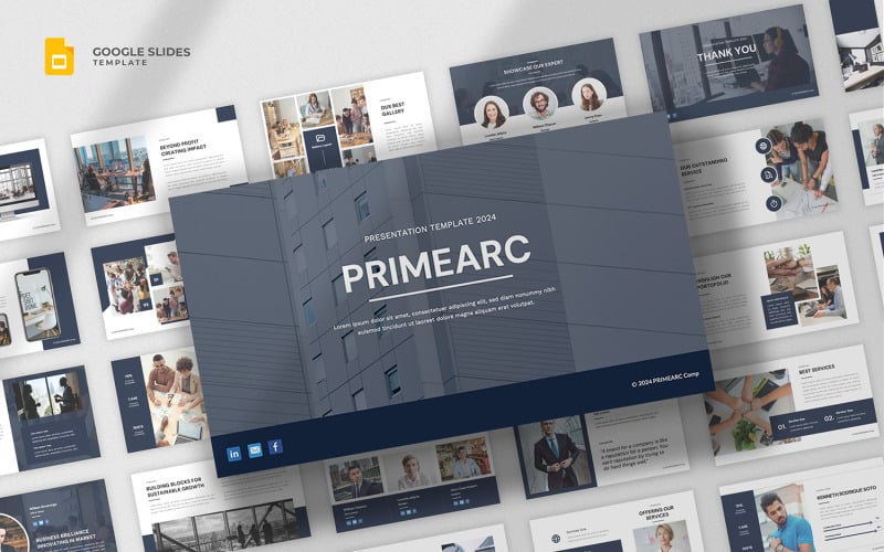 Primearc – Vállalati profil Google Diák sablon