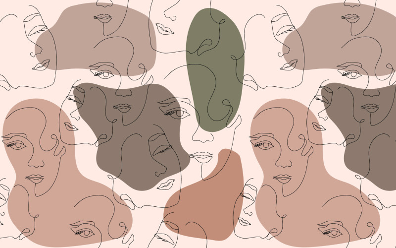 Tvář Line Art Bezešvé Vzor