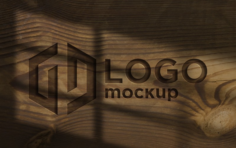 Plantilla de maqueta de logotipo grabado en madera
