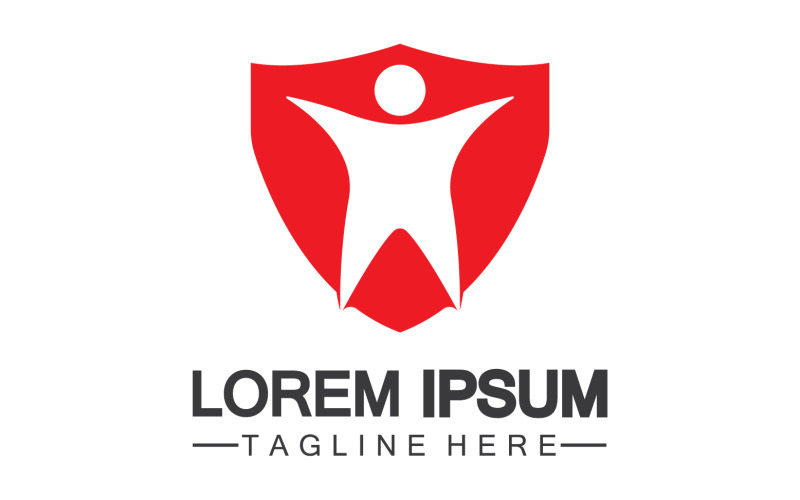 Logo di successo delle persone dello scudo di sicurezza v7