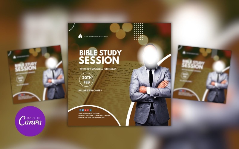 Designvorlage für Veranstaltungsflyer für Bibelstudiensitzungen