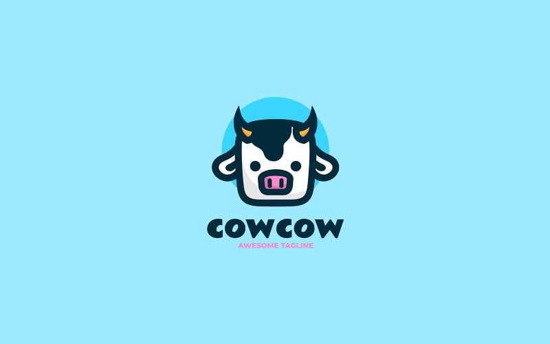 牛简单吉祥物标志设计 1