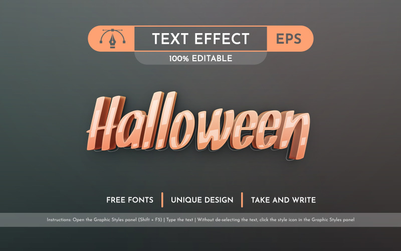 Effetto testo modificabile di Halloween, stile grafico