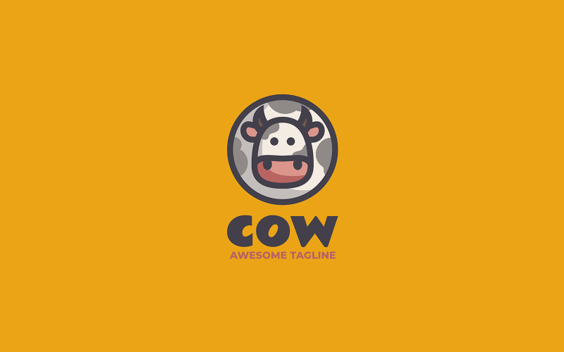 Cow Head Simple Mascot Logó 1