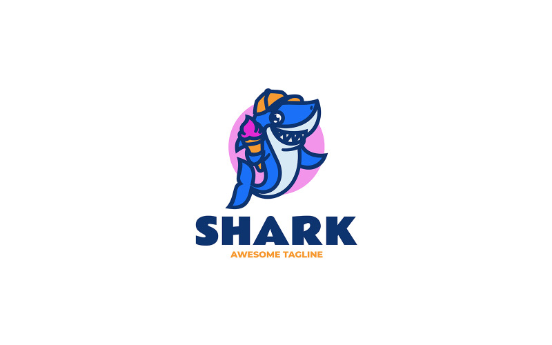 Дизайн логотипа мультфильма Акула-талисман 1
