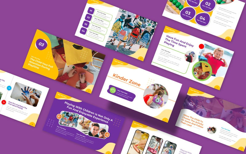 Kinder Zone Children Education Learning bemutató Google Slides sablon