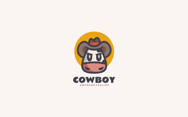 Ковбой корова простий талісман логотип