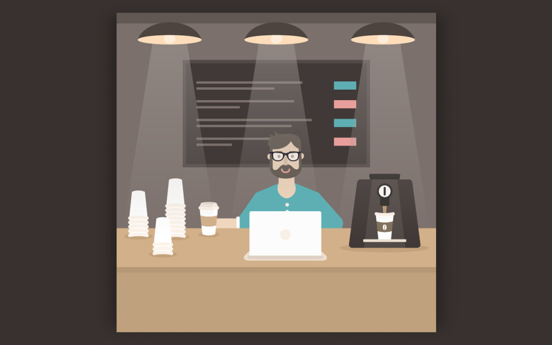 Mann trinkt Kaffee. Vektorillustration
