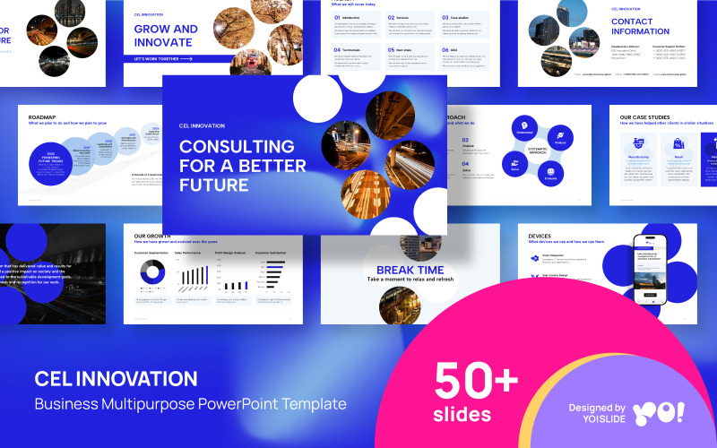 Uniwersalny szablon biznesowy CEL INNOVATION PowerPoint