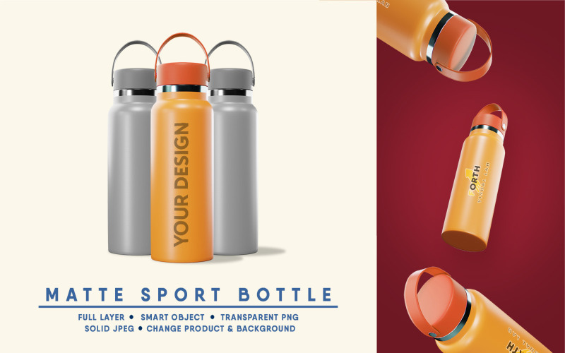 Maqueta deportiva de botella mate I Fácil de editar