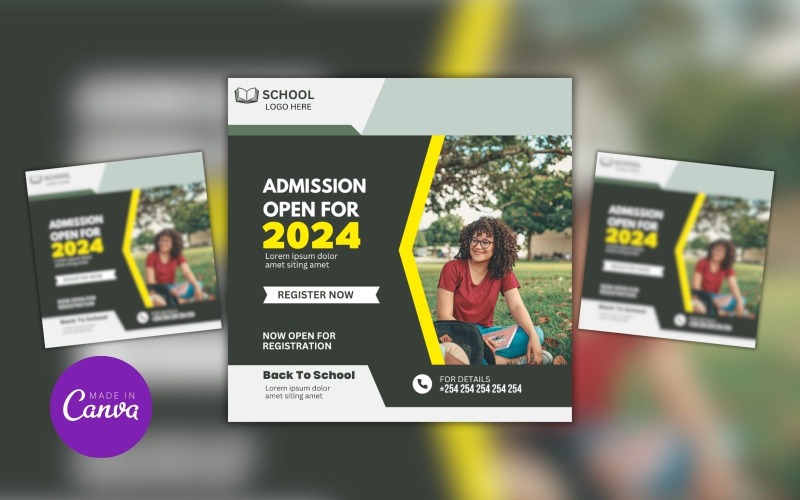 Modello di progettazione Canva aperto per la registrazione alla scuola