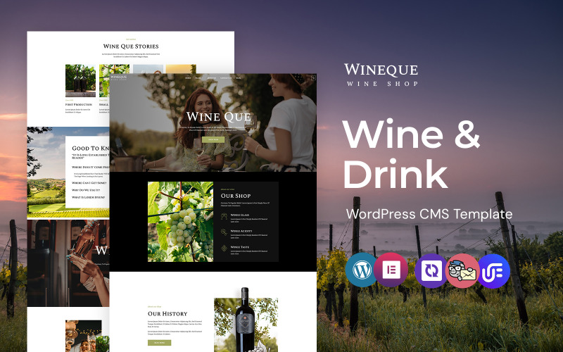 Wineque - Tema WordPress Elementor da loja de vinhos