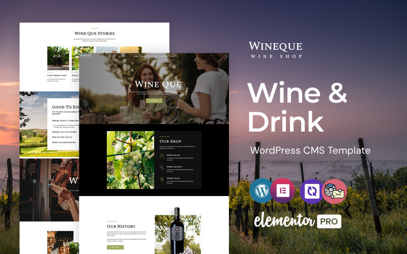 Wineque - Wijnwinkel WordPress Elementor-thema