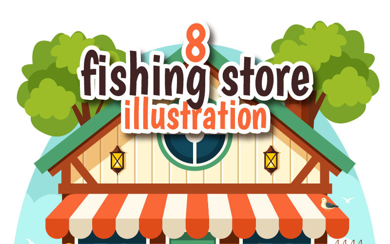 8 Ilustração de loja de pesca