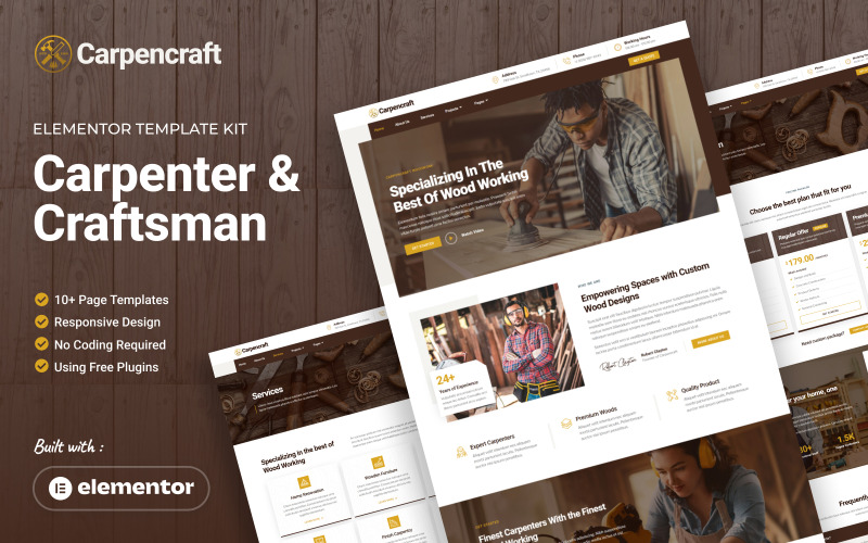 Carpencraft – sada šablon pro tesaře a řemeslníky Elementor