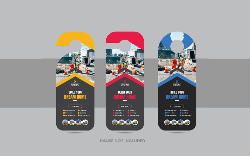 Construction or home renovation door hanger or handyman home repair door hanger template design