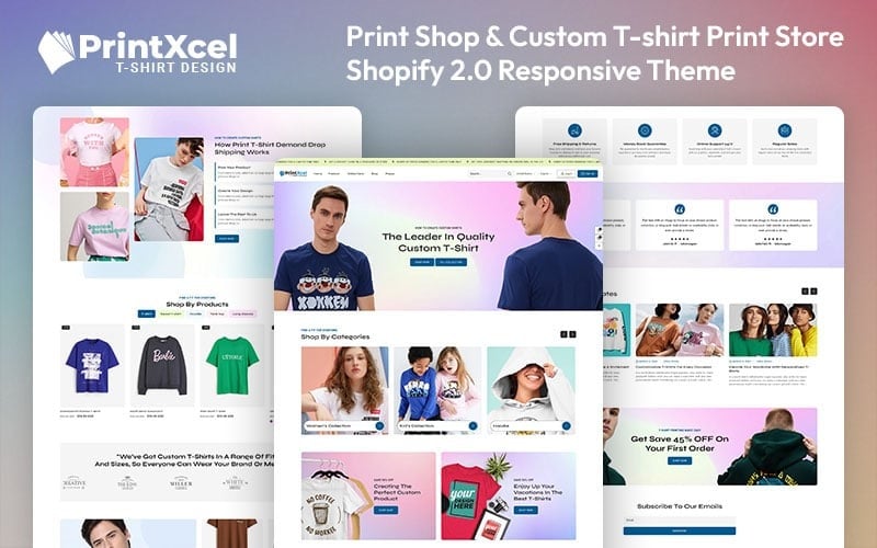 Printxcel - Stampa di magliette Negozio di moda Multiuso Shopify 2.0 Tema reattivo