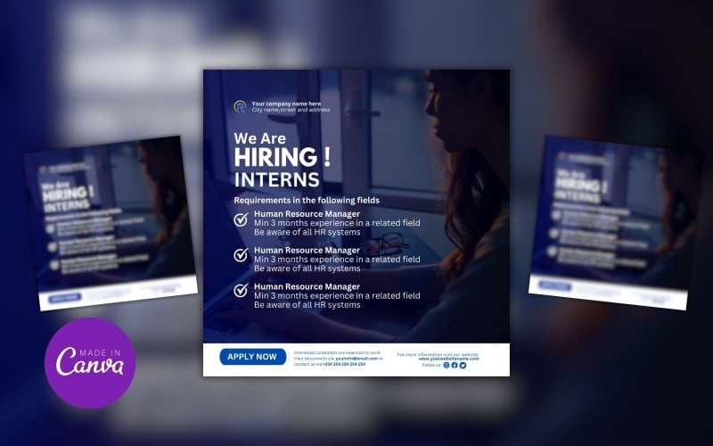 We Are Hiring Interns Canva Designs Template