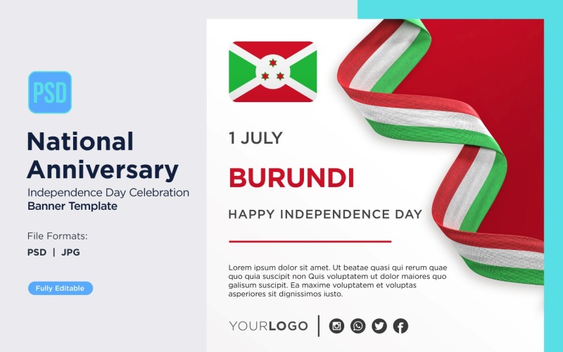 Burundi National Day Celebration Banner - TemplateMonster