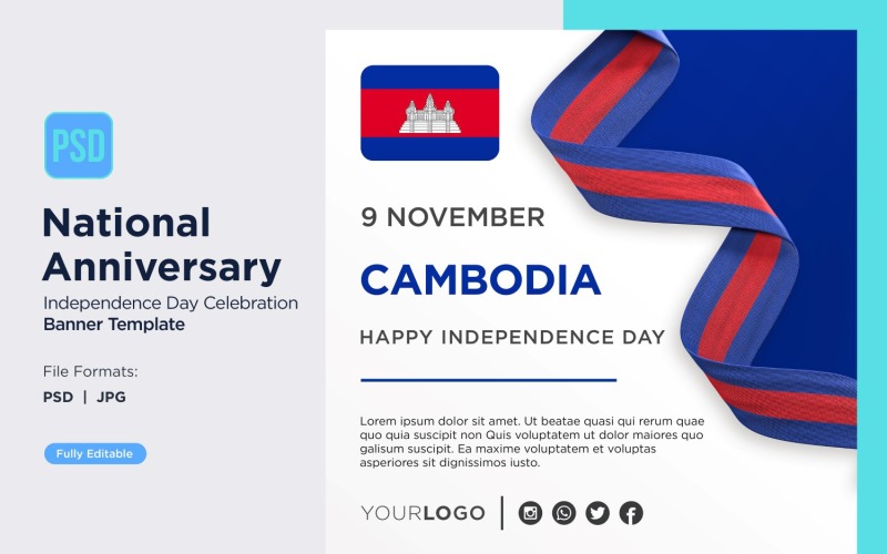 Banner per la celebrazione della festa nazionale della Cambogia