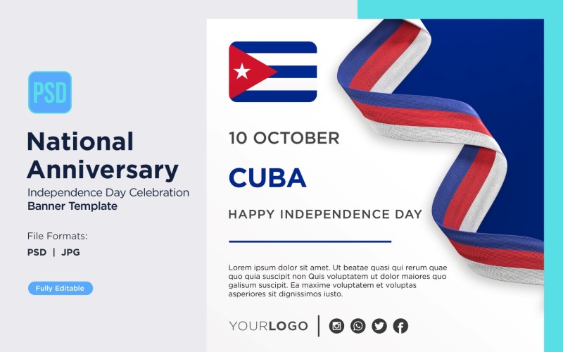 Cuba National Day Celebration Banner