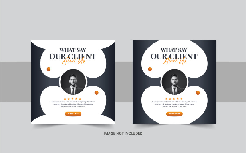Customer feedback social media post or client testimonial design layout