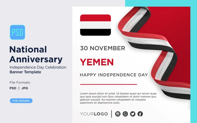 Banner de celebración del día nacional de Yemen