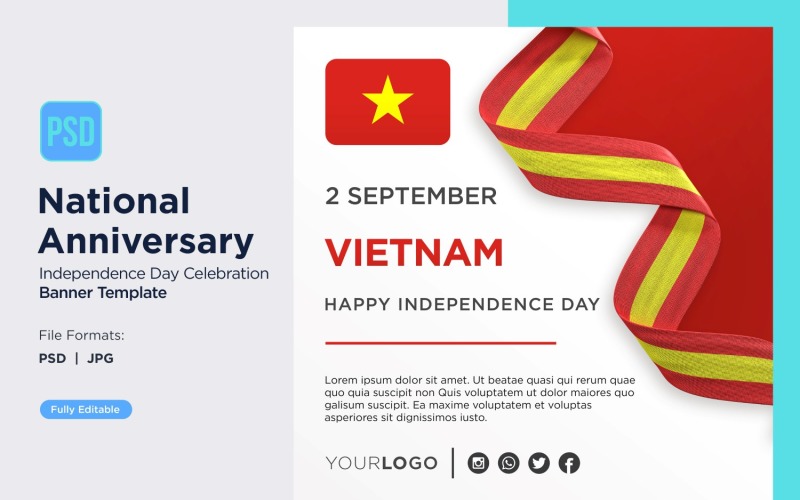 Banner för firande av Vietnams nationaldag