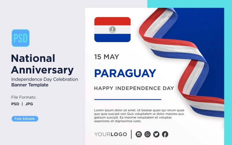 Paraguay nationale feestdag banner