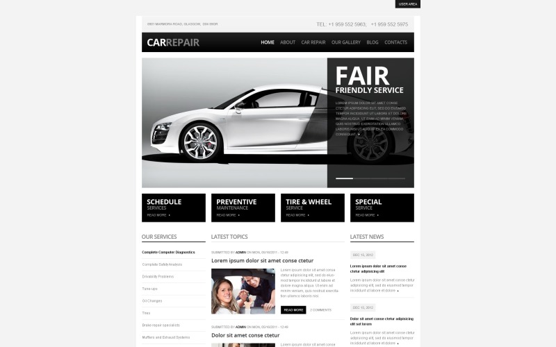 Modello Drupal di riparazione auto