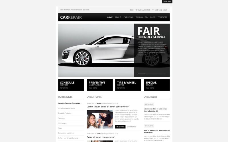 汽车维修Drupal模板