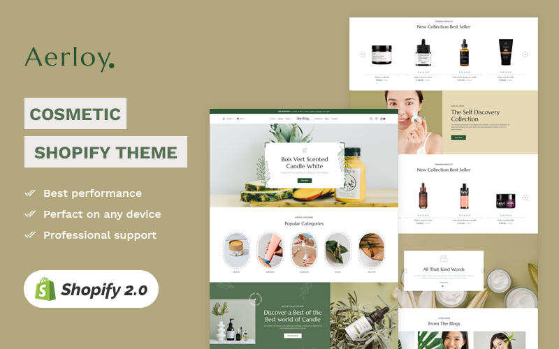 Aerloy - Cosmetica en accessoires Shopify 2.0 multifunctioneel responsief thema van hoog niveau