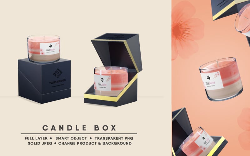 Candle Box Mockup I Easy Editable