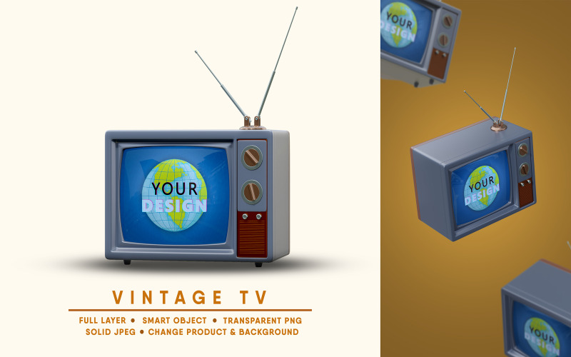 Mockup TV vintage I facilmente modificabile