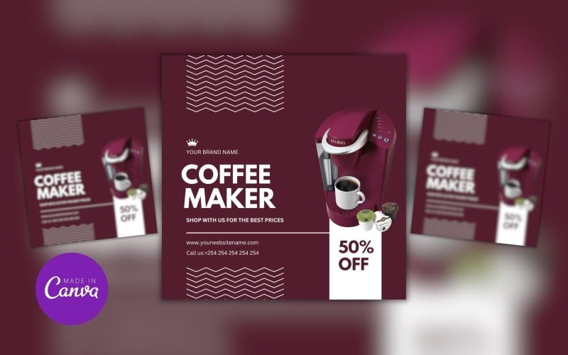 Coffee Maker Discount Sale Canva Design Template