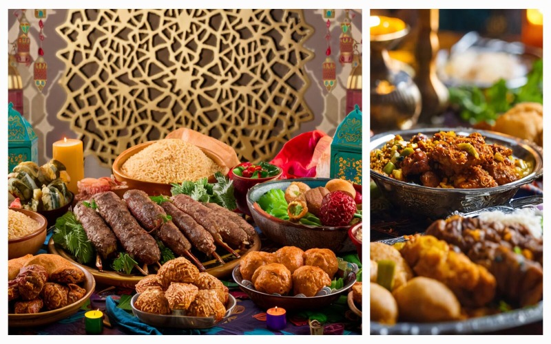 Colección De 2 Plantillas De Fondo De La Fiesta Del Ramadán Eid Al Fitr