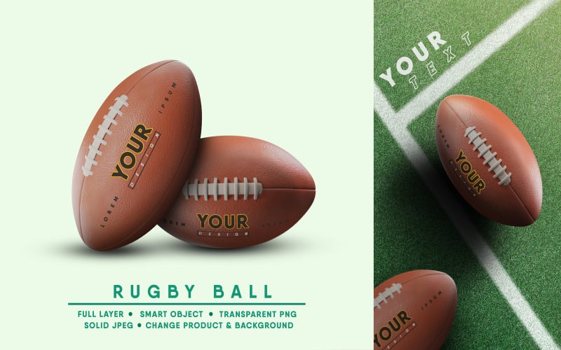 Maquete de bola de rugby I fácil editável