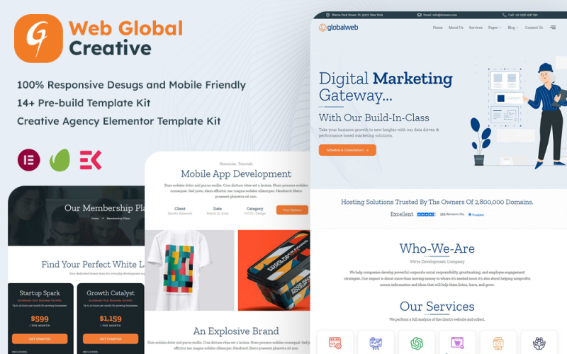WebGlobal - 数字营销、网页开发、创意元素模板套件