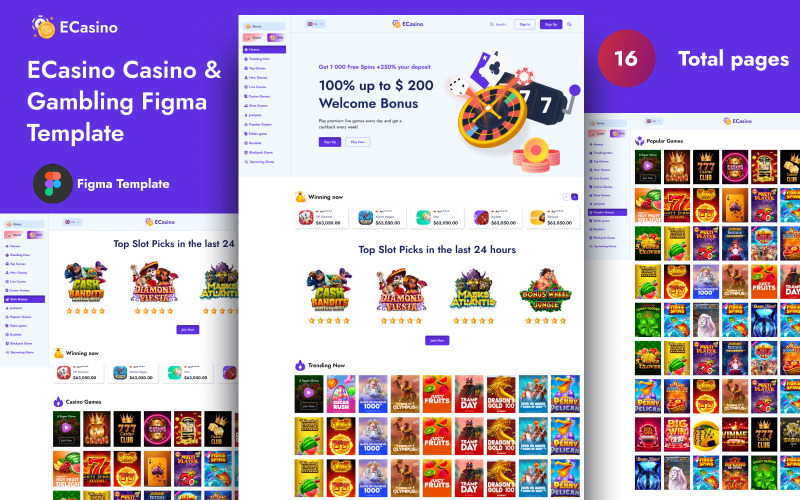 ECasino - Plantilla Figma para casinos y juegos de azar