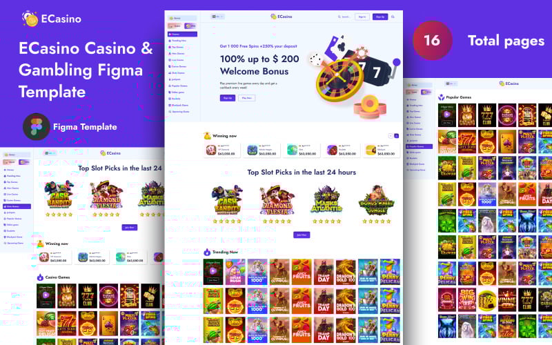 ECasino - Шаблон Figma для казино и азартных игр