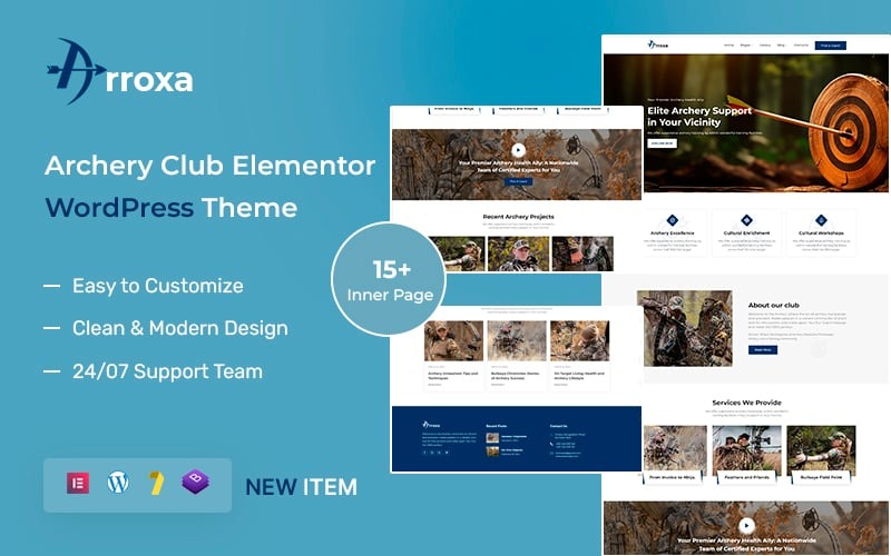 Arroxa – Boogschietclub Elementor WordPress-thema