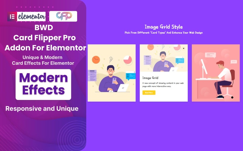 Complemento de WordPress BWD Card Flipper Pro para Elementor