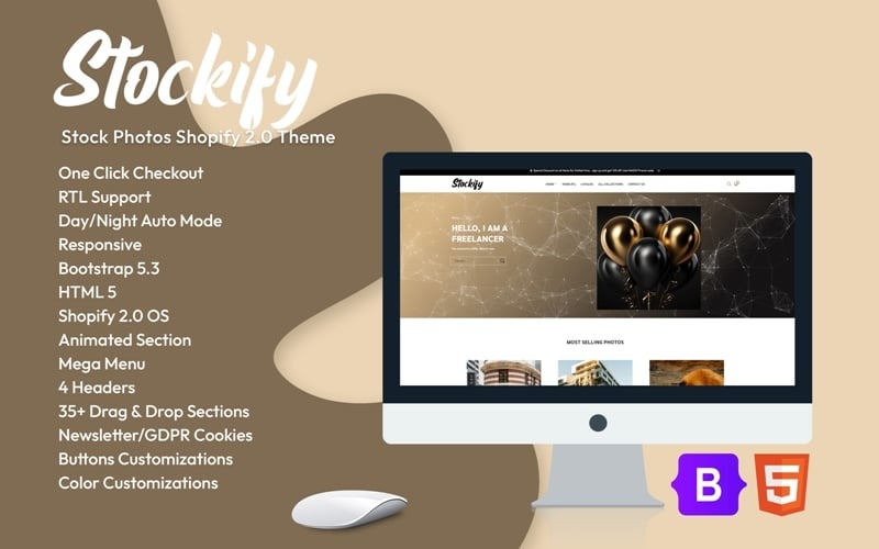 Stockify - Stockfoto's Shopify 2.0-thema
