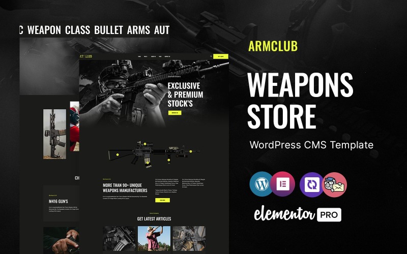 Armclub - Tema Elementor de WordPress para tienda de armas