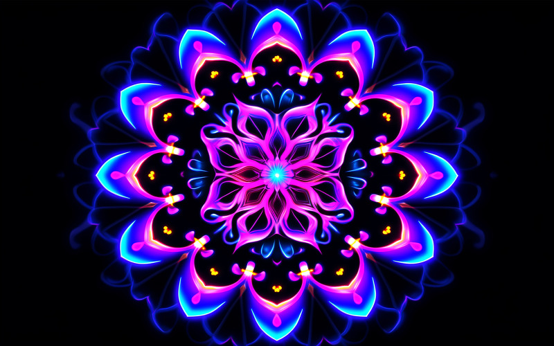 Fleur d'action néon background_neon action ornament__neon action mandala