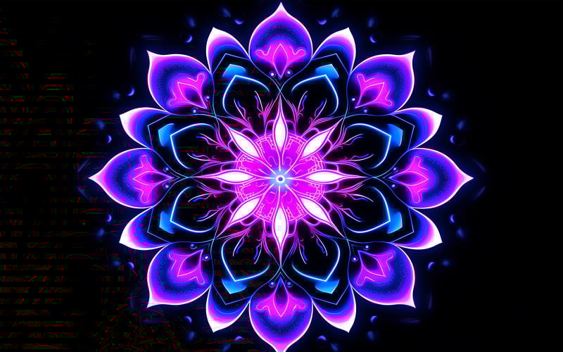 Floral ornament with neon light_neon ornament_neon flower art