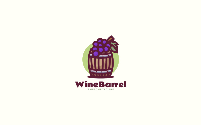 Logotipo simples da mascote do barril de vinho